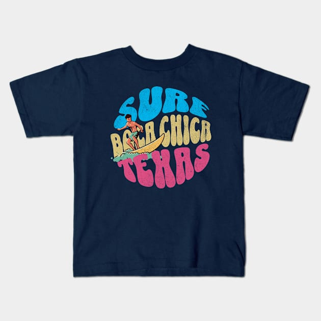 Surf Boca Chica Texas Vintage Surfboard Surfing Kids T-Shirt by TGKelly